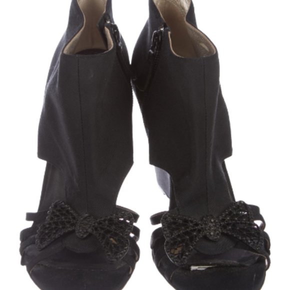 CHANEL Sandals Black Cage Wedges - Picture 7 of 7